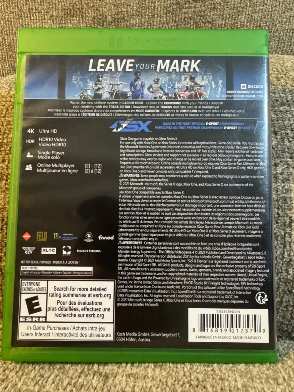 Monster Energy Supercross 4 Video Game - XBOX ONE / XBOX Series.X video game